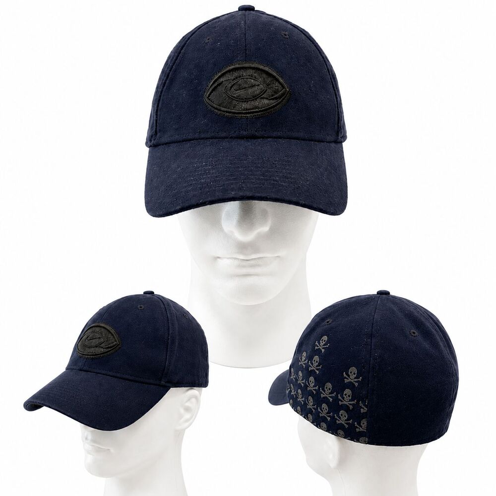 Nike Black Fitted Baseball Cap Skull Crossbones Stretch Fit Hat Adult Logo